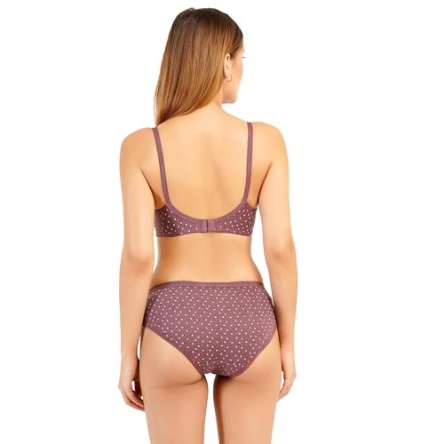 Image of Women Non Padded Wirefree Pure Cotton Printed Multicolor Bra & Penty Set 2 Pack Combo