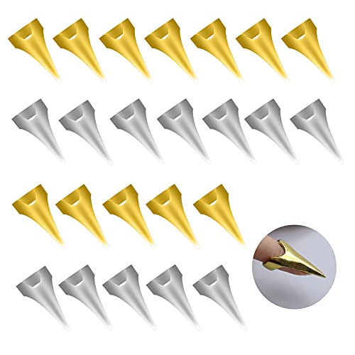 24 Pieces Hair Parting and Selecting Tools,Metal Hair Parting Rings,Halloween Cosplay Vintage Nails,Comb for Weaving Braid Accessories and Styling Hair Extensions(Silver+Gold)