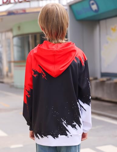 Idgreatim 6-14T Boys Zip Up Hoodies Kids 3D Graphic Hoody Sweatshirt Zipper Pullover with Pockets