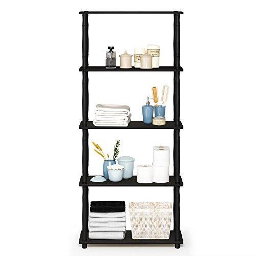 Image of Furinno Turn-N-Tube 5-Tier Multipurpose Shelf / Display Rack / Storage Shelf / Bookshelf, Classic Tubes, Espresso /Black