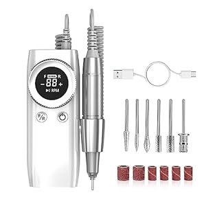Nail Grinding Machine Electric Nail Drill 45000RPM Portable Cordless Nail File Machine for Acrylic Gel Nails Manicure Pedicure Polishing Shape Tools for DIY Home or Salon Mani-Pedis