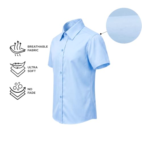 Image of Lilax Boys Classic Short Sleeve Button Down Casual Solid Dress Shirt