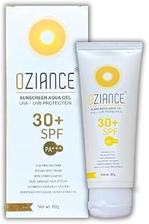 Oziance Sunscreen Aqua Gel, SPF 30+ PA+++, UVA-UVB Protection, Non-Greasy, 60g Price In India