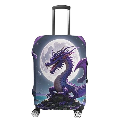 Purple Dragon Moon Suitcase Covers Luggage Protector - Travel Elastic Baggage Case Protective, Washable Anti-scratch Large Suit Case Cover for Suitcases Fits 19-32 Inch Luggages M