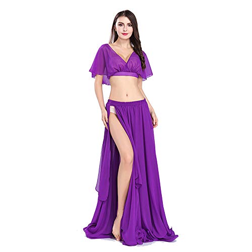 ROYAL SMEELA Belly Dance Costume Set, Chiffon Dancing Skirt and Tops, Sexy Large Swing Dancing Skirts Dress