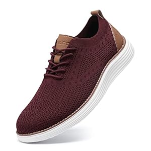 VILOCY Men’s Casual Dress Sneakers Lace-Up Oxfords Business Mesh Breathable Walking Shoes Tennis Comfortable
