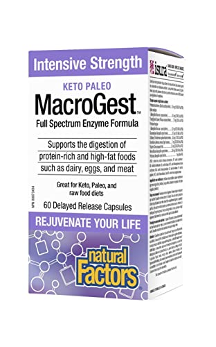 Natural Factors – MacroGest Keto Paleo Full Spectrum Enzyme Formula, 60 DRC (Delayed Release Capsules)