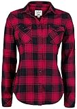 taillierter Schnitt Brandit Amy Flanell Checkshirt Girl-Hemd schwarz/rot - S