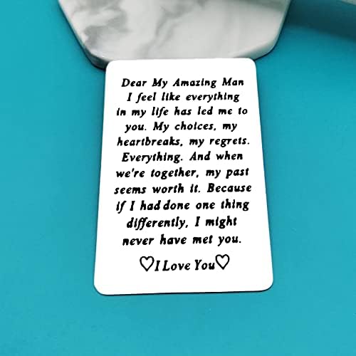Engraved Wallet Insert Card for Boyfriend Husband Valentines Day Gifts for Men Christmas Birthday Gifts Wedding Anniversary Card Gifts I Love You Gifts for Him Fiance