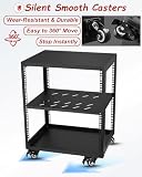 Regał serwerowy Mobilna Szafa Sieciowa Typu Open Frame z Wentylowanymi Półkami, Metalowa Szafa Serwerowa 12U, 16U, 20U, Regulowana Szafa Komputerowa IT(16U,2 tier)