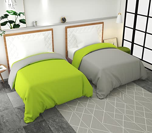 Image of Reversible Plain Glace Cotton Single Bed Quilt Cover /Duvet Cover /Rajai Cover /Blanket Cover with Zipper (60X90 Inches) (Green, Single)