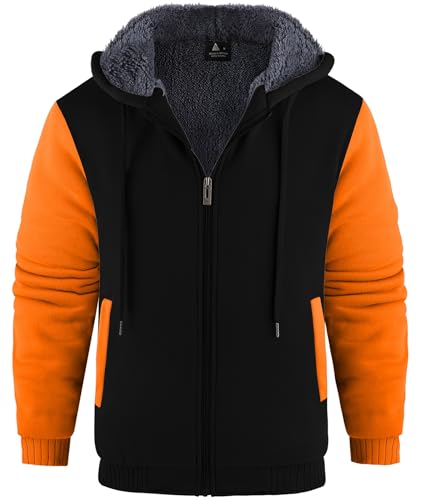 Image of GEEK LIGHTING Men's Fleece-Lined Zip Up Hoodie, Thick Hooded Jacket Winter Warm Athletic Sweatshirt