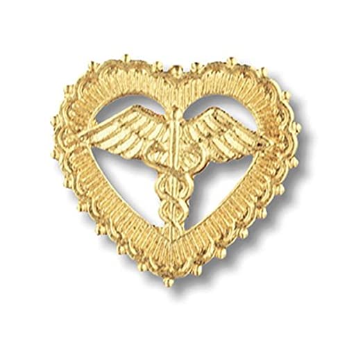 Image of Prestige Medical Emblem Pin, Caduceus (Filigreed Heart)