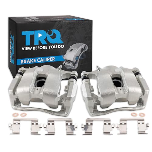 Image of TRQ Front Brake Caliper Set Zinc Coated Hardware Brackets Compatible with 2013-2018 Acura RDX 2014-2019 RLX