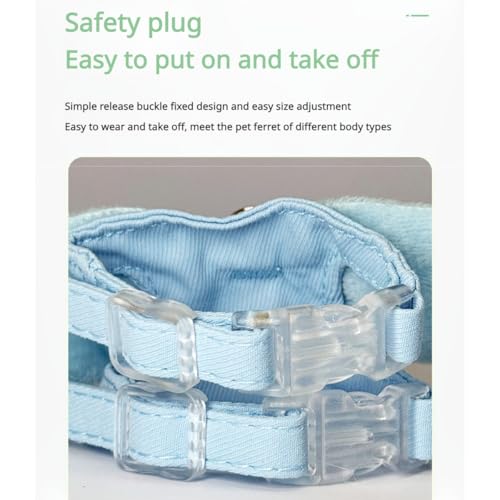 Image of Ferret Harness and Leash with Adjustable Buckle for Small Pets, Soft Breathable Walking Vest with Angel Wings for Guinea Pig, Bunny, Rabbit, Kitten, Chinchilla (Blue)