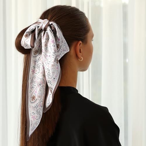 2PCS Silk Hair Scarf, Fashionable Satin Purse Scarf, Hair Scarfs for Women, Can be Used as Bag Accessories, Head Scarfs, Breathable Lightweight, Women's Gift, 55.9x5.8in4