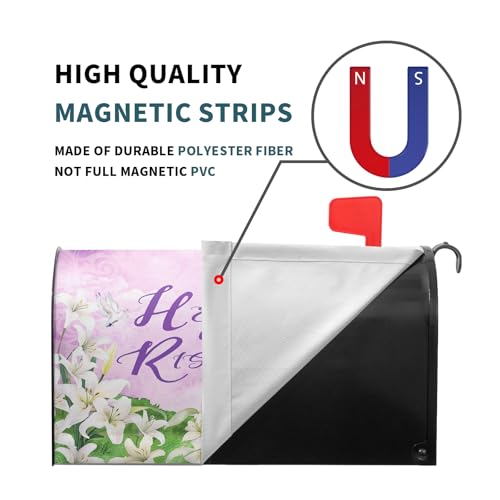 Image of He is Risen Mailbox Cover Magnetic, Easter Cross Lamb Mailbox Wrap 21x18 Inch, Spring Lily Flowers Standard Size Waterproof Letter Post Cover for Yard Garden Outdoor Outside Home Decor