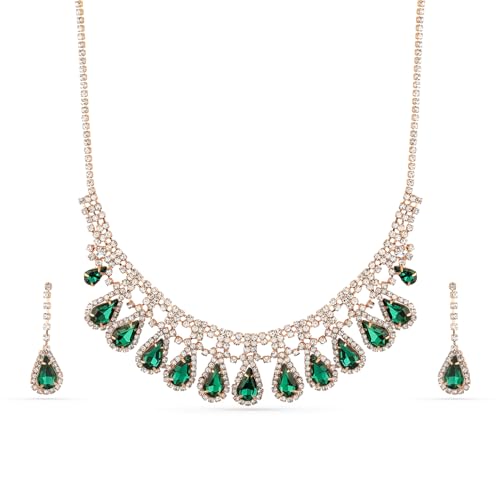Image of Rubans Necklace Set American Diamond Zirconia Stylish Jewellery Gift for Women & Girls