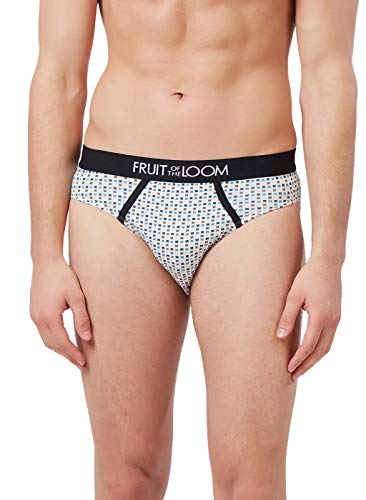 Fruit Of The Loom Men’S Printed Cotton Brief White (Mhb14-A1P1-Wht-S)