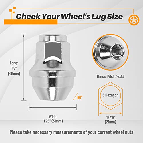Tuercas de llanta M14x1.5 cromadas estilo OEM con asiento de cono macizo 2