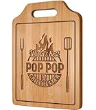 AceThrills Pop Pop Gifts for Pop Pop Birthday, Fathers Day - 12.2'L × 8.7'W × 0.4'Th Engraved Bamboo Cutting Board