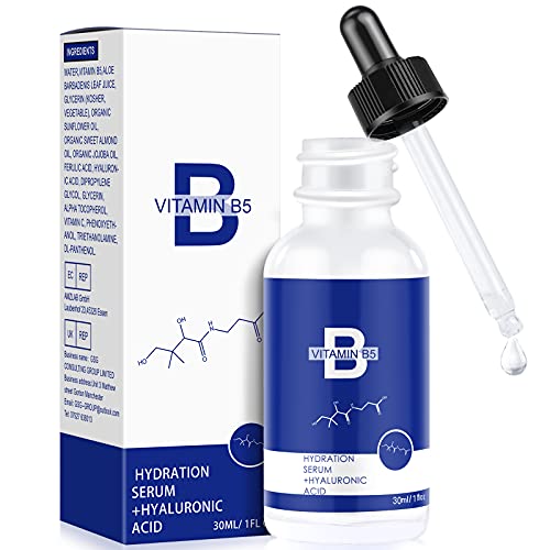 Hochdosiert Hyaluron Serum mit Vitamin B5&C - 30ML Hyaluronsäure Serum zur Verbesserung von Hautunebenheiten dunklen Flecken, feinen Linien und Falten, Feuchtigkeit für Ihre Haut Cover