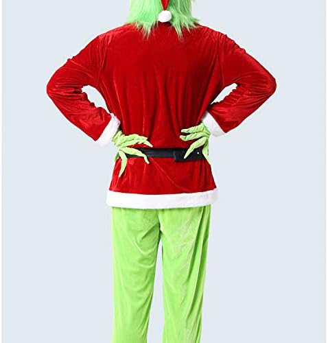 Miniatura 4 de Tempura Navidad Santa Claus Cosplay trajes rojo Santa cremallera abrigo+pantalones+sombrero+cinturón+barba+zapatos