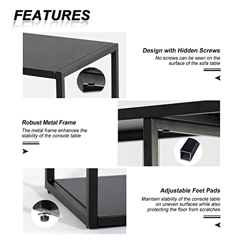 Hdani Console Table, Narrow Entryway Table, 3 Tier Metal Hallway Table, 9.8''Dx31.5''Wx29.7''H(Black) #TOP5