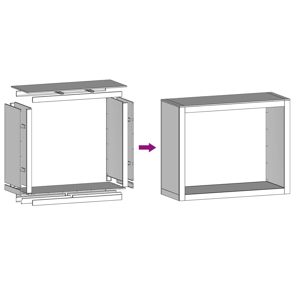 Homgoday Leñero de Acero Inoxidable 100x40x80 cm, Soporte para leña, Almacenamiento de Troncos, Estante para leñas, Soportes para leña