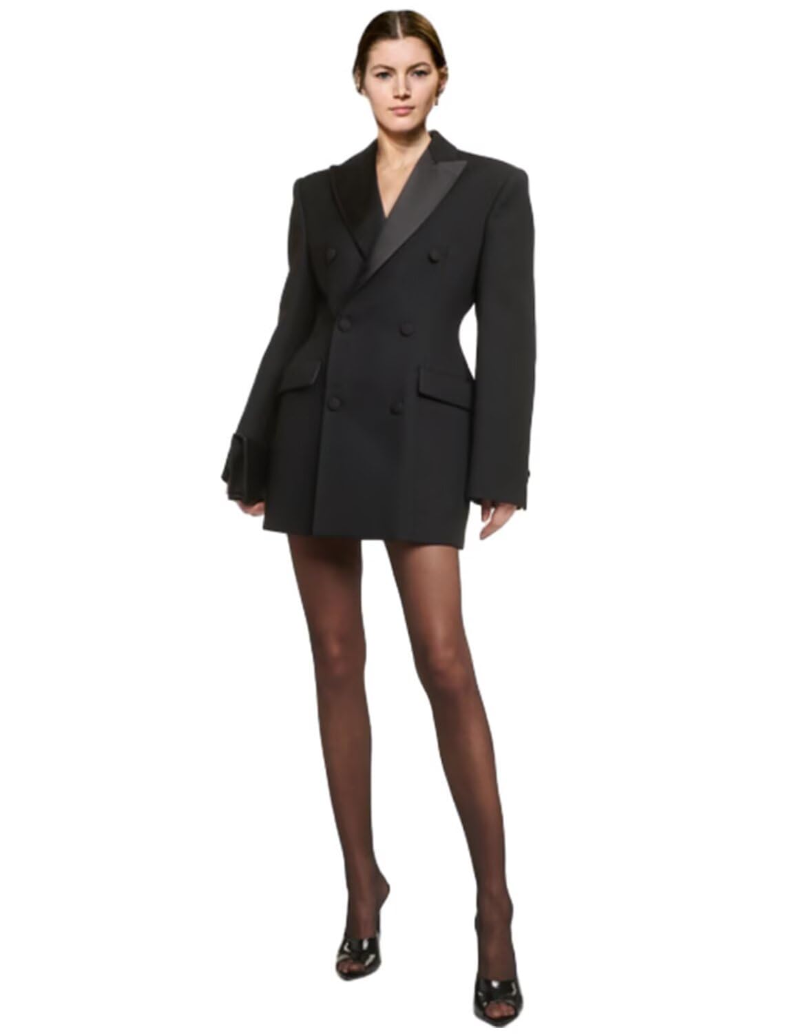 Womens Double Breasted Blazer Peak Lapel Suit Coat Tailored Fit Jacket for Wedding Formal