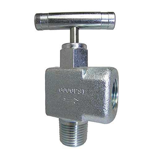 PIC Gauge NV-CS-1/4-HS-90-FXF Carbon Steel 90° Angle Needle Valve with Hydraulic Service Seat, 1/4" Female NPT x 1/4" Female NPT Connection Size, 10000 psi Pressure #1