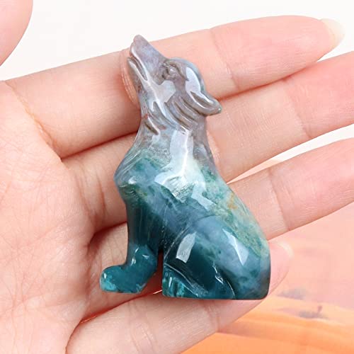SM SMQARTCRYSTAL 2" Ocean Jasper Carved Crystal Wolf Statue and Figurine Ornament Wildlife Animal Wolves Sculpture Wolf Gifts For Men Women - Image 3