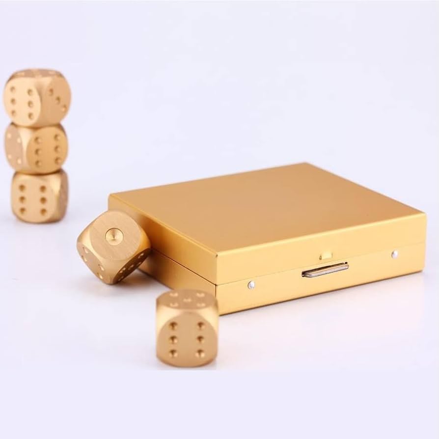 Amazon | XSAJU サイコロ 金属製 メタルダイス ゴールド アルミ合金 6