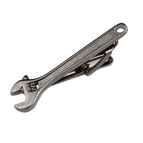 XKT Men's Metal Wedding Business Tie Clip for Best Gifts Necktie Accessories (Black Wrench)