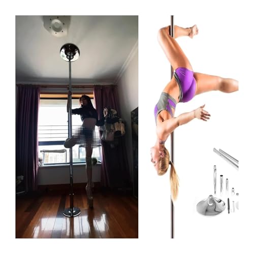 FBHappiness Ceiling Mounting Pole Commercial Permanent Dance for Pub Gym Club Yoga Room,Dance Pole for Home,Dancing Pole Dancing Pole For Home Heavy Duty, 300 Cm Tall Spin（Silver-2.3M-2.7M）
