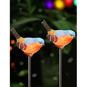 Bright Zeal Set of 2 LED Solar Stake Lights Color Changing Bird Figurines – Outdoor Multi Color Solar Birds Yard Lights Waterproof Colorful Garden Decor – Solar Patio Lights Multicolor Changing