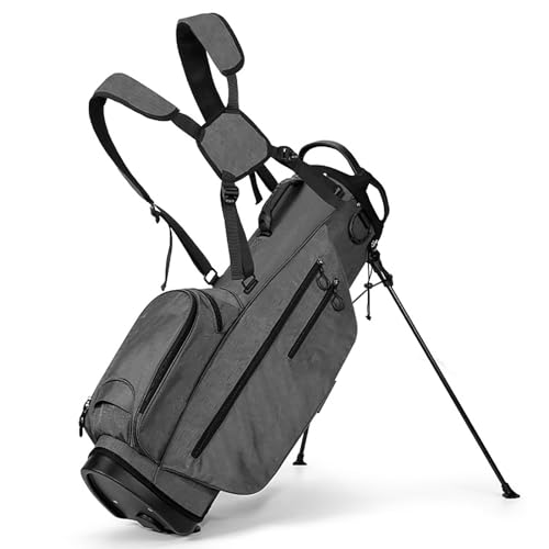 XTRYBHD Portable Golf Club Bags, with Braces Bracket Golf Bag, Lightweight Golf Bag, Antifriction Golf Rack Package (Size : Gray)