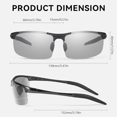 SIPHEW Wrap Around Light Tinted Driving Glasses Anti Glare Polarized Grey Lightly Tinted Mens Sunglasses for Dawn/Dusk4