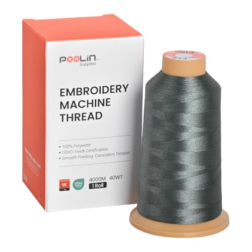 Image of Poolin Polyester Machine Embroidery Thread 4000M 40WT Sage Green 0854 | Smooth Feeding with Stable Tension for Clean, Consistent Stitching on Home and Commercial Embroidery Machines