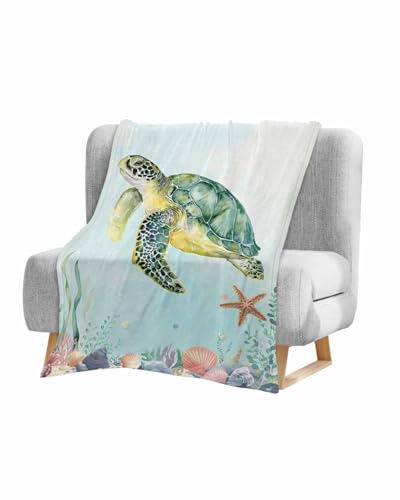 Flannel Baby Blanket 50x60 Ocean Animals Sea Turtle Unisex