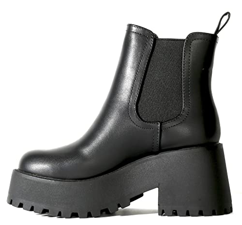Chariot & Co: Lena- Women's Fashion Chunky Lug Sole Boot Round Toe Chelsea Elastic Booties3