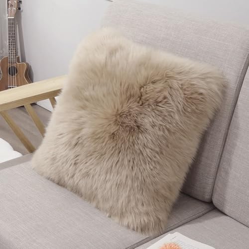 LLB Genuine Sheepskin Throw Pillow Covers Fluffy...