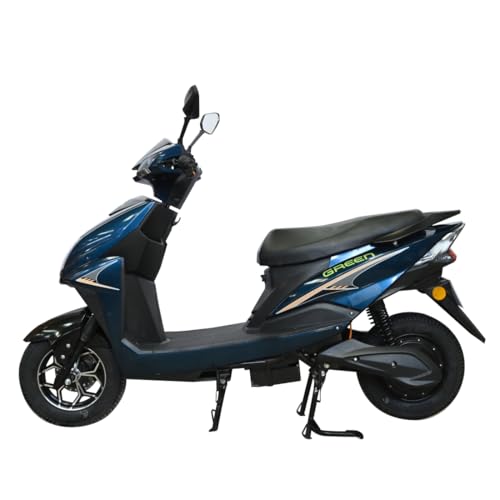 Image of Green Invicta Low Speed Electric Scooter Non RTO 40KM Range Blue with Portable Charger