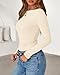 BTFBM Womens Long Sleeve T Shirts Spring Clothes 2026 Ribbed Slim Fit Boat Neck Casual Going Out Tops Workout Outfits(Beige, Large)