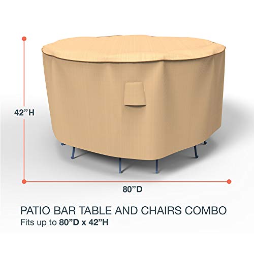 Empirepatio Select Tan Patio Bar Table And Chairs Cover, 80" Diameter X 42" Drop #TOP1