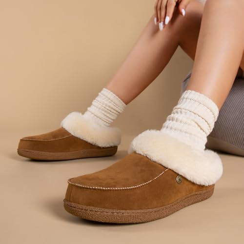 HomeTop Women's Comfort Moccasin Style Memory Foam Slip-On Slippers
