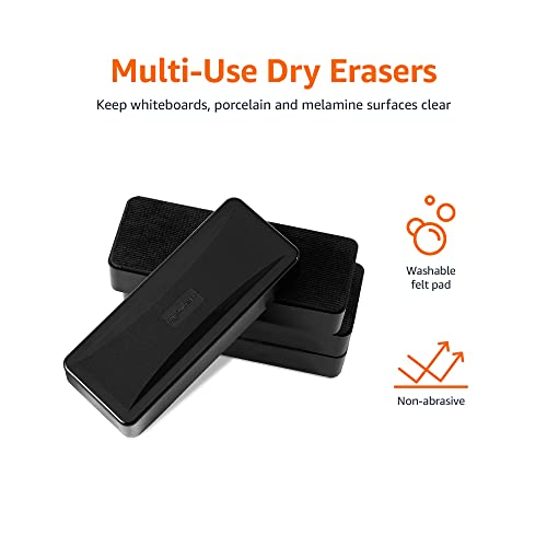 amazon basics dry-erase whiteboard eraser for school office home and classroom black 4-pack