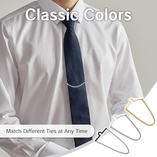 3 Packs Tie Chain for Men Fashion Necktie Clips and Chains Mens Accessories with Ring Clasps for Suits Neckties Vests and Trousers Elegant Tie Pins and Tacks for Business and Wedding Wear3