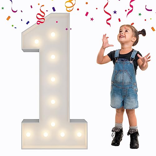 3FT Light Up Numbers, Mosaic Number for Balloons, Giant Marquee Numbers, Mosaic Balloon Number 1 for 1st Birthday Decorations, Anniversary Decorations, Wedding Party Decor