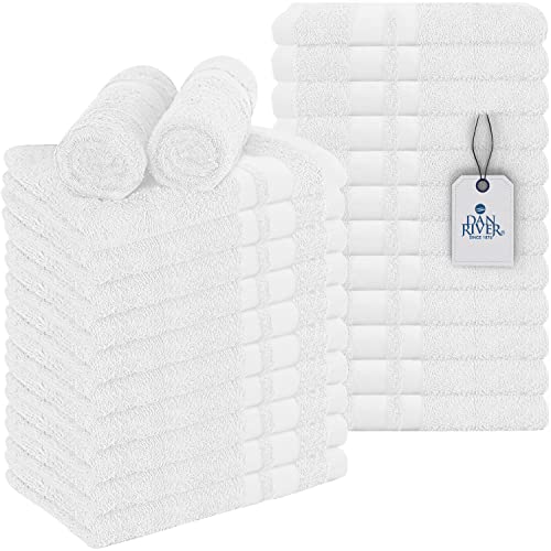 DAN RIVER 100% Cotton Hand Towels Set of 24| Ultra Soft Hand Towels| Bulk Hand Towels| Cotton Salon Towel| Spa Hand Towel| Gym Hand Towel| Absorbent| White Hand Towel| Hand Towel 16x26 in| 400 GSM